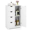 Tangkula Bathroom Floor Cabinet, Freestanding Storage Cabinet with 4 Drawers & Single Door, Adjustable Shelf, Multipurpose Bathroom Storage for Home Office, 21.5 x 12 x 32.5 Inches (White) view 1
