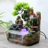 15" LED Desktop Fountain Waterfall Decor, Atomizing Desktop Humidifier w/LED Lights & Atomizer for Office Home Desk Decoration Gift Zen Meditation Resin Rockery Water Fountain Bonsai Bedroom Relax view 1