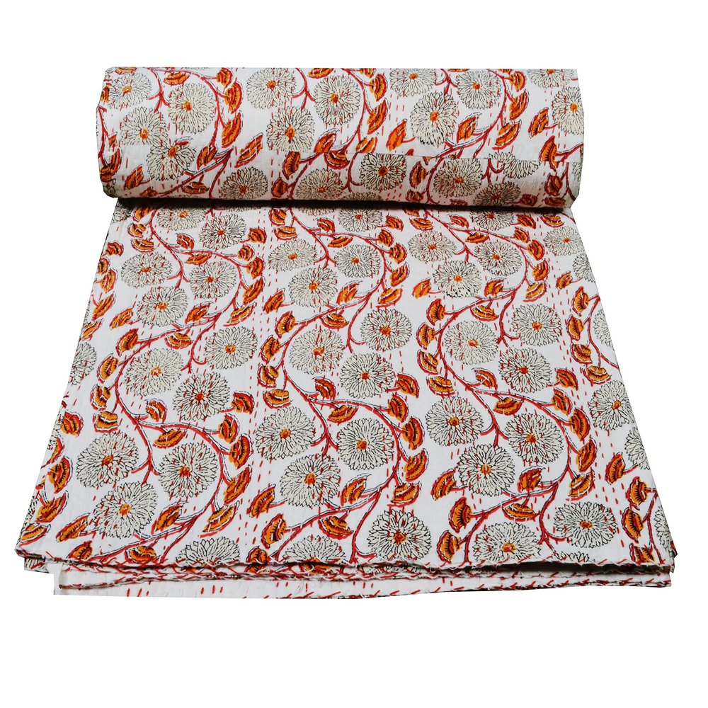 Indian Cotton Queen Bedspreads/Reverisble Throw Blanket Bohemian Bedspread, Bohemian Bedding, Queen Size Kantha Quilt
