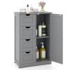 Tangkula Bathroom Floor Cabinet, Freestanding Storage Cabinet with 4 Drawers & Single Door, Adjustable Shelf, Multipurpose Bathroom Storage for Home Office, 21.5 x 12 x 32.5 Inches (Grey) view 1