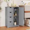 Tangkula Bathroom Floor Cabinet, Freestanding Storage Cabinet with 4 Drawers & Single Door, Adjustable Shelf, Multipurpose Bathroom Storage for Home Office, 21.5 x 12 x 32.5 Inches (Grey) view 2
