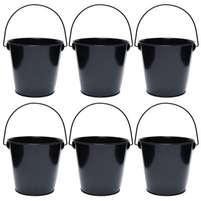 TAKMA Metal Buckets with Handle, 6 Pack 5.91 Inch Black Iron Pail, Easter Bucket,Pencil Holder and Flower Pots,Craft Supply Holders for Events,School Storage and Party (Black)