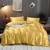 Rico Bedding Full XL Silk Sheet Set  7 Piece Silk Satin Sheets Set- Silk Satin Duvet Set - Hotel Luxury Bed Sheets - Deep Pockets - Breathable & Cooling - Wrinkle Free - Comfy-Gold Bed Sheets view 1