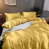 Rico Bedding Full XL Silk Sheet Set  7 Piece Silk Satin Sheets Set- Silk Satin Duvet Set - Hotel Luxury Bed Sheets - Deep Pockets - Breathable & Cooling - Wrinkle Free - Comfy-Gold Bed Sheets view 2