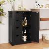 Tangkula Bathroom Floor Cabinet, Freestanding Storage Cabinet with 4 Drawers & Single Door, Adjustable Shelf, Multipurpose Bathroom Storage for Home Office, 21.5 x 12 x 32.5 Inches (Black) view 2
