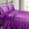 Rico Bedding Silk Satin Sheets Set with 15'' to 18'' Deep Pocket -Hotel Luxury Bed Sheets - Extra Soft - Deep Pockets - Breathable & Cooling - Wrinkle Free - Comfy- Bed Sheets -(Queen Plum) view 2