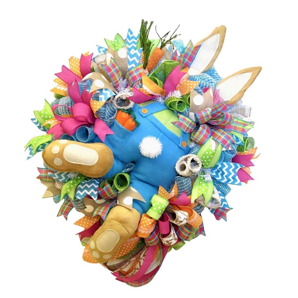 ABOOFAN Easter Bunny Butt Wreath Rabbit Front Door Wreath Wall Hanging Decoration Spring Garland for Easter Home Living Room Door Decor
