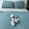 DEKADRON 100% Cotton Muslin Throw Blanket, 4 Layers Bedspread, Soft Turkish Cotton Muslin Bed Cover, Reversible Coverlet, Turquoise (Full/Queen Size 91x95-230x240cm) view 3