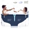 53" Extra Large Portable Foldable Bathtub with Cover for Adult, Family SPA Soaking Tub for Small Bathroom, Thicken Multiple Layer Bathtub with Lid for Shower Stall (53" Milk Style view 1