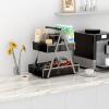 EKNITEY Tiered Snack Organizer Countertop - Metal Kitchen Counter Organizer Small Coffee Station Organize for Home, Picnic, Office (Black) view 4