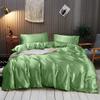 Rico Bedding Twin Silk Sheet Set  7 Piece Silk Satin Sheets Set- Silk Satin Duvet Set - Hotel Luxury Bed Sheets - Deep Pockets - Breathable & Cooling - Wrinkle Free - Comfy- Olive Bed Sheets view 1