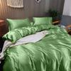 Rico Bedding Twin Silk Sheet Set  7 Piece Silk Satin Sheets Set- Silk Satin Duvet Set - Hotel Luxury Bed Sheets - Deep Pockets - Breathable & Cooling - Wrinkle Free - Comfy- Olive Bed Sheets view 2