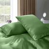 Rico Bedding Twin Silk Sheet Set  7 Piece Silk Satin Sheets Set- Silk Satin Duvet Set - Hotel Luxury Bed Sheets - Deep Pockets - Breathable & Cooling - Wrinkle Free - Comfy- Olive Bed Sheets view 3