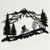 Metal Custom Biker Wall Art, Mountain Tree and Cyclist Themed Wall Art, Metal Wall Dcor, Personalized Bicycle Lover Gift, Home Decoration, Wall Hangings (30"W x 19"H / 75x48 cm) view 1