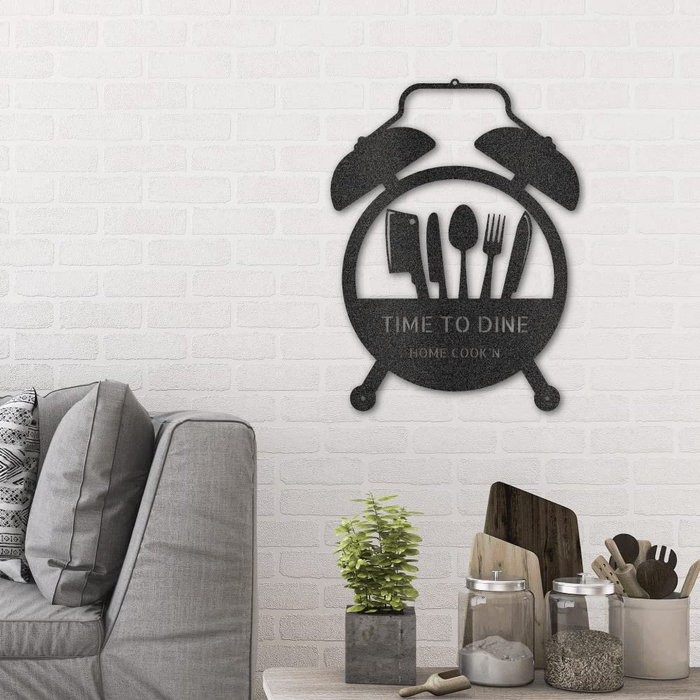 Spring Pet Products Food Time Kitchen Timer Custom Name Indoor Outdoor Steel Wall Sign Black / 18"