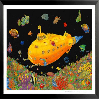 Buyartforless framed yellow submarine art by tom masse 32x22 Non-Flocked Music Art Print Poster