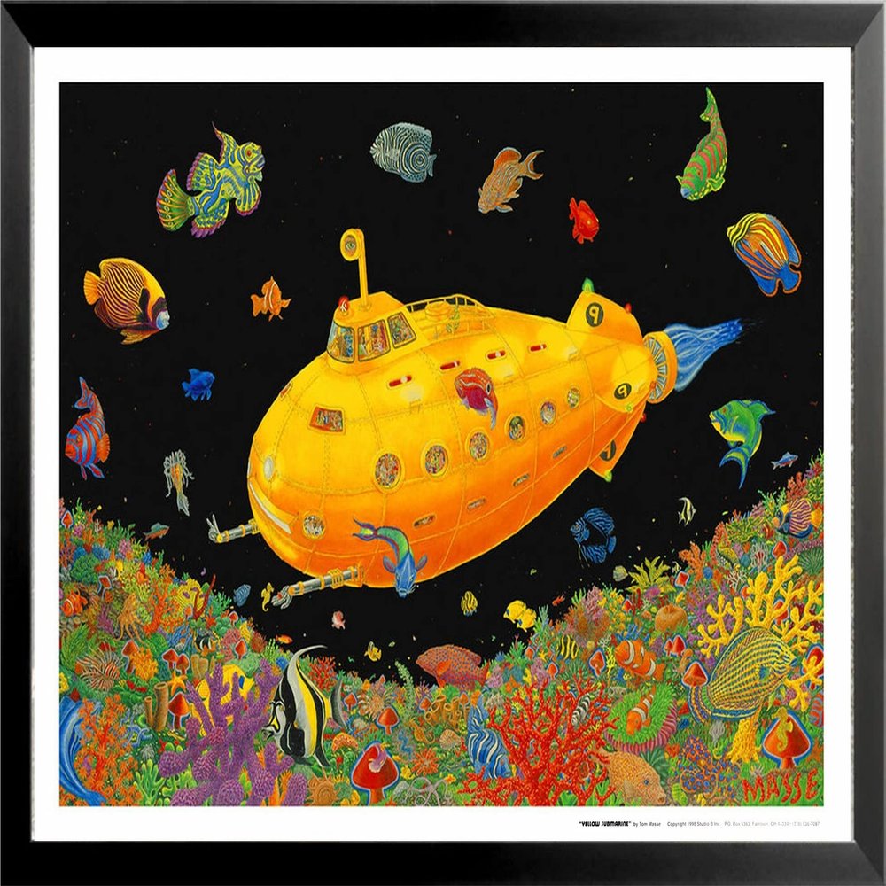 Buyartforless framed yellow submarine art by tom masse 32x22 Non-Flocked Music Art Print Poster