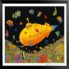 Buyartforless framed yellow submarine art by tom masse 32x22 Non-Flocked Music Art Print Poster view 1
