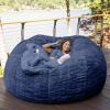 Bean Bag Chair Cover, 5FT/6TF/7FT Giant Breathable and Comfortable Without Filling BeanBag Lazy Sofa Cover for Adult Living Room Light Grey Big Round Soft Fluffy Faux Fur Cover view 1