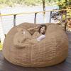 Bean Bag Chair Cover, 5FT/6TF/7FT Giant Breathable and Comfortable Without Filling BeanBag Lazy Sofa Cover for Adult Living Room Light Grey Big Round Soft Fluffy Faux Fur Cover view 1