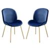 Benjara Side Chair with Fabric and Bucket Design, Set of 2, Blue and Gold view 1