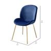 Benjara Side Chair with Fabric and Bucket Design, Set of 2, Blue and Gold view 2