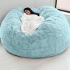 Bean Bag Chair Cover, 5FT/6TF/7FT Giant Breathable and Comfortable Without Filling BeanBag Lazy Sofa Cover for Adult Living Room Light Grey Big Round Soft Fluffy Faux Fur Cover view 1