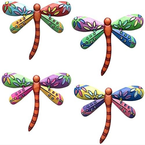 4pcs Metal Dragonfly Wall Decor Dragonfly Hanging Ornament Dragonfly Wall Art Decorations for Yard, Living Room Home Decor