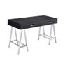Benjara Writing Desk with MDF 2 Drawers and Metal Legs, Black and Chrome view 1