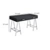 Benjara Writing Desk with MDF 2 Drawers and Metal Legs, Black and Chrome view 2