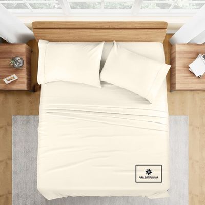 1000-TC King Size 4 Piece Sheet Set - Comfy Sheets - Combed Cotton Hotel Luxury Bed Sheets for Women, Men, Kids & Teens - Deep Pockets Easy-Fits up to 10-12" Mattress (Solid, Ivory)