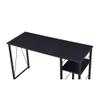 Benjara Writing Desk with 2 Tier Side Shelves and Tubular Metal Legs, Brown and Black view 4