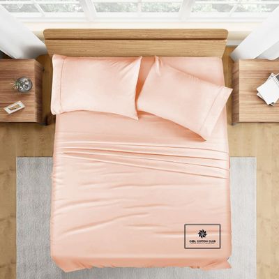 1000-TC King Size 4 Piece Sheet Set - Comfy Sheets - Combed Cotton Hotel Luxury Bed Sheets for Women, Men, Kids & Teens - Deep Pockets Easy-Fits up to 18-21" Mattress (Solid, Peach)