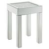 Benjara End Table with Faux Acrylic Diamond Top and Block Legs, Silver view 1