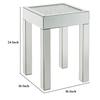 Benjara End Table with Faux Acrylic Diamond Top and Block Legs, Silver view 2