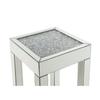 Benjara End Table with Faux Acrylic Diamond Top and Block Legs, Silver view 4