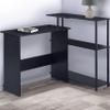 Benjara Writing Desk with L Shaped Design and 3 Tier Wooden Shelves, Black view 2