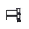 Benjara Writing Desk with L Shaped Design and 3 Tier Wooden Shelves, Black view 4