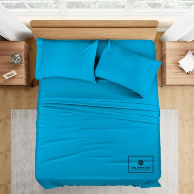 1000-TC King Size 4 Piece Sheet Set - Comfy Sheets - Combed Cotton Hotel Luxury Bed Sheets for Women, Men, Kids & Teens - Deep Pockets Easy-Fits up to 18-21" Mattress (Solid, Turquoise)