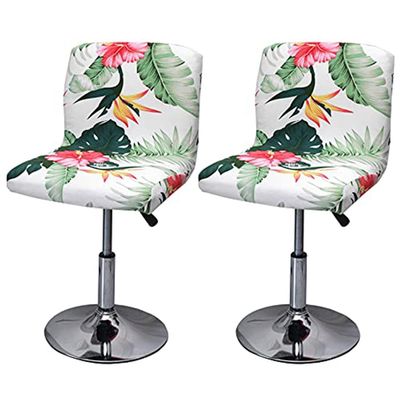 Bar Stool Chair Covers Set of 2 Low Back Chair Slipcovers Stretch Polyester Seat Covers Removable Swivel Chair Protector for Bar Office Dining Chair,F,2pieces