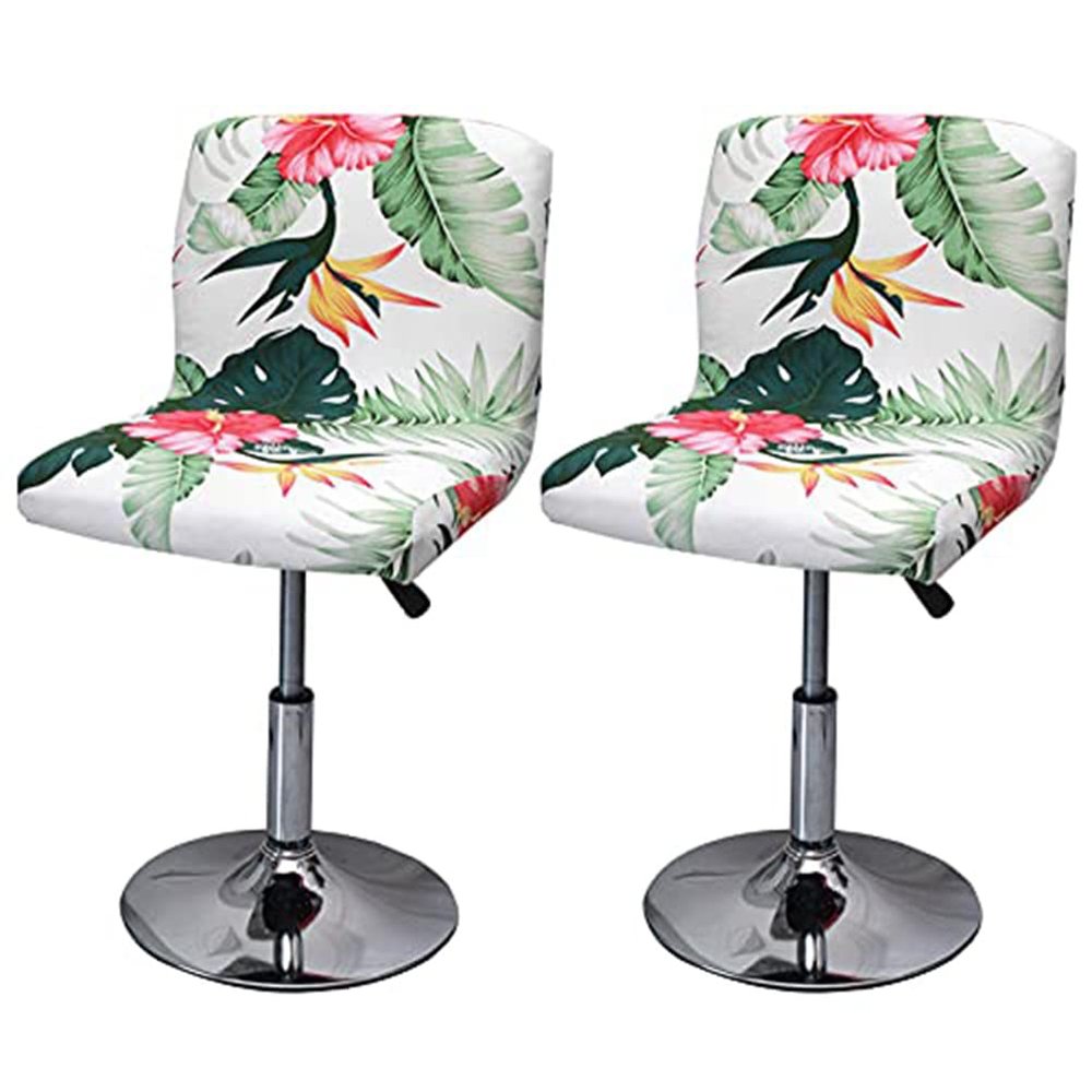 Bar Stool Chair Covers Set of 2 Low Back Chair Slipcovers Stretch Polyester Seat Covers Removable Swivel Chair Protector for Bar Office Dining Chair,F,2pieces