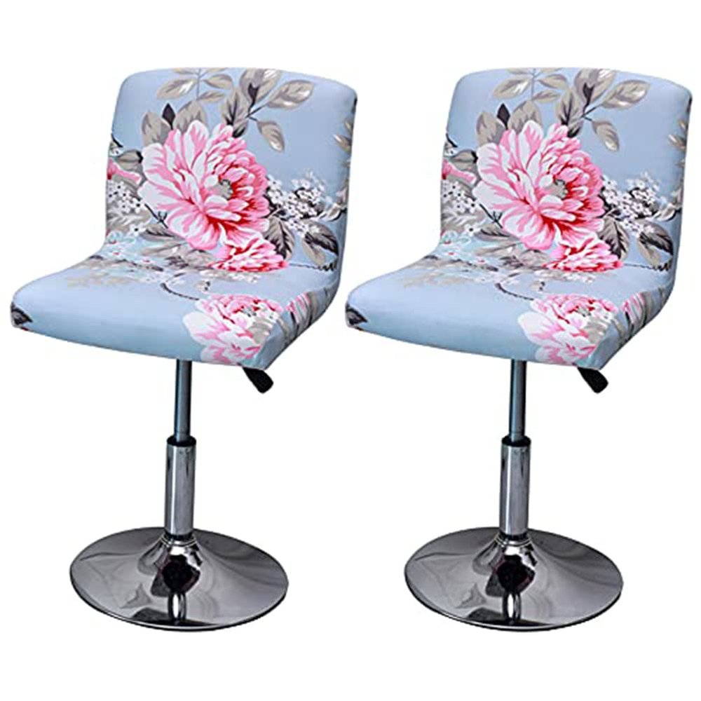 Bar Stool Chair Covers Set of 2 Low Back Chair Slipcovers Stretch Polyester Seat Covers Removable Swivel Chair Protector for Bar Office Dining Chair,E,2pieces