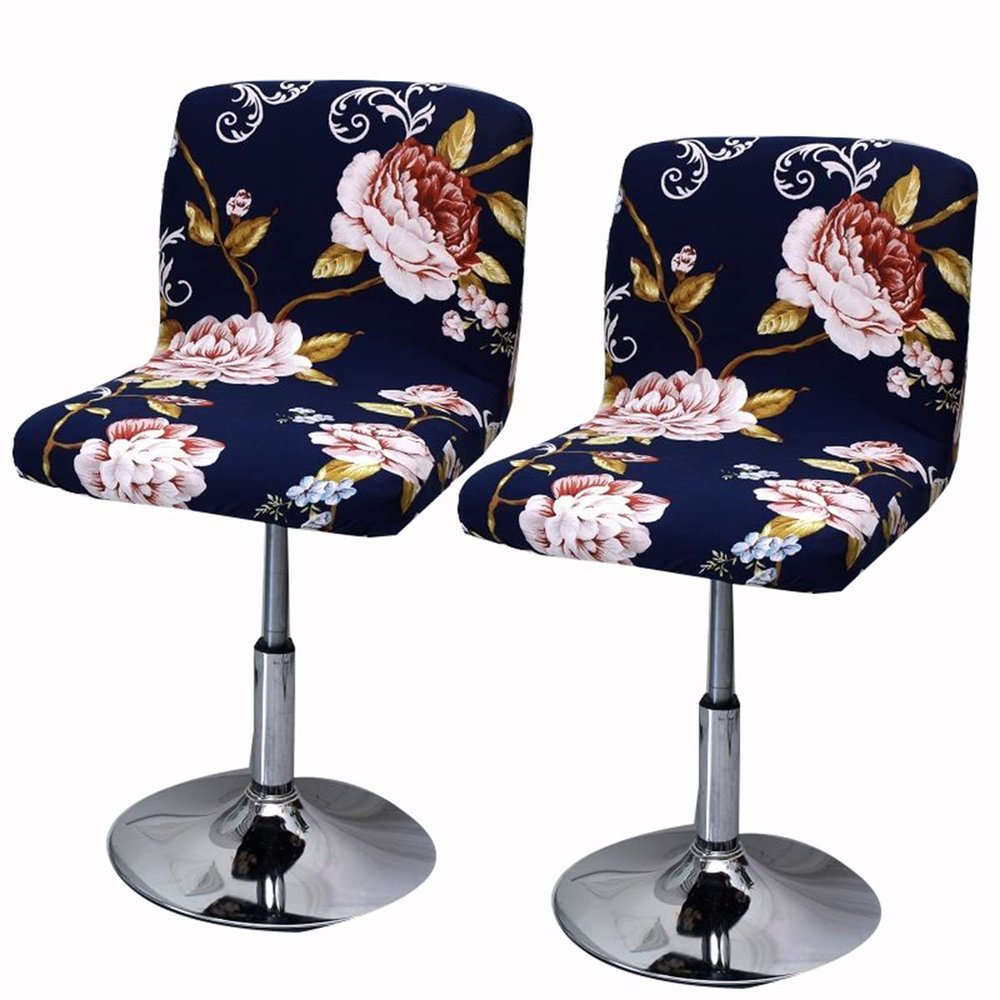 Bar Stool Chair Covers Set of 2 Low Back Chair Slipcovers Stretch Polyester Seat Covers Removable Swivel Chair Protector for Bar Office Dining Chair,I,2pieces