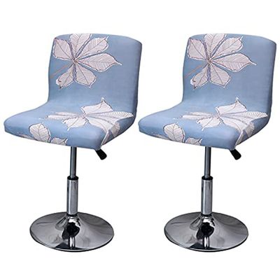 Bar Stool Chair Covers Set of 2 Low Back Chair Slipcovers Stretch Polyester Seat Covers Removable Swivel Chair Protector for Bar Office Dining Chair,P,2pieces