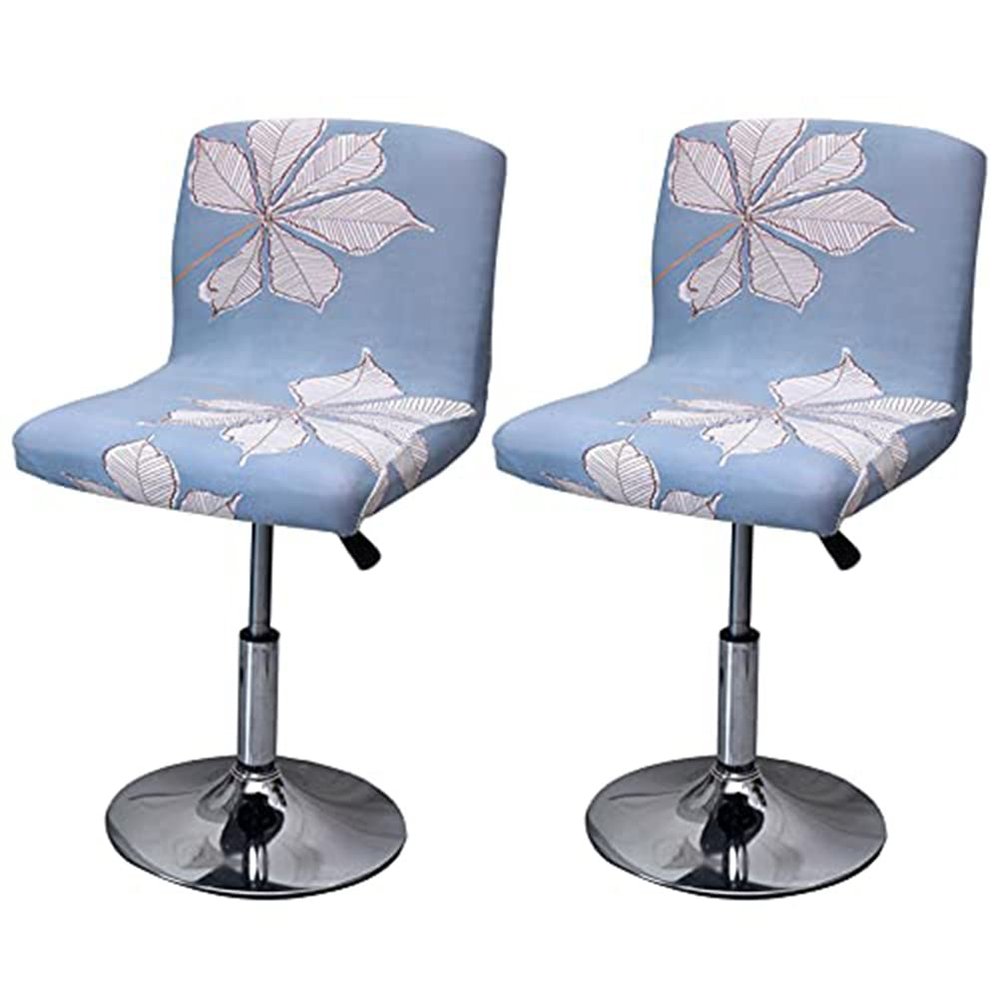 Bar Stool Chair Covers Set of 2 Low Back Chair Slipcovers Stretch Polyester Seat Covers Removable Swivel Chair Protector for Bar Office Dining Chair,P,2pieces