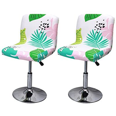 XGANGM Bar Stool Chair Covers Set of 2 Low Back Chair Slipcovers Stretch Polyester Seat Covers Removable Swivel Chair Protector for Bar Office Dining Chair,K,2pieces