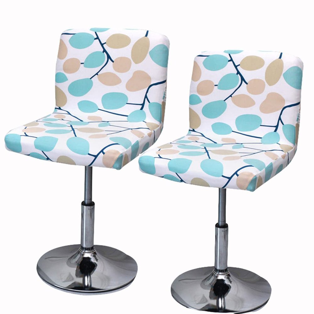 Bar Stool Chair Covers Set of 2 Low Back Chair Slipcovers Stretch Polyester Seat Covers Removable Swivel Chair Protector for Bar Office Dining Chair,C,2pieces