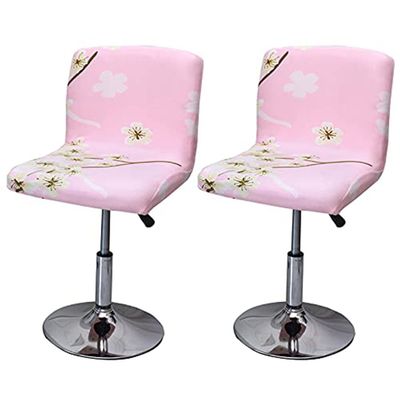Bar Stool Chair Covers Set of 2 Low Back Chair Slipcovers Stretch Polyester Seat Covers Removable Swivel Chair Protector for Bar Office Dining Chair,Q,2pieces
