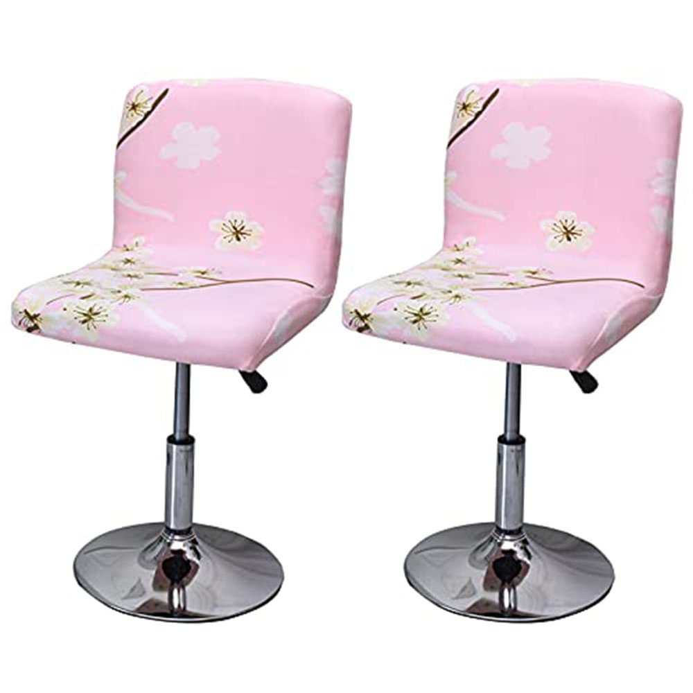 Bar Stool Chair Covers Set of 2 Low Back Chair Slipcovers Stretch Polyester Seat Covers Removable Swivel Chair Protector for Bar Office Dining Chair,Q,2pieces