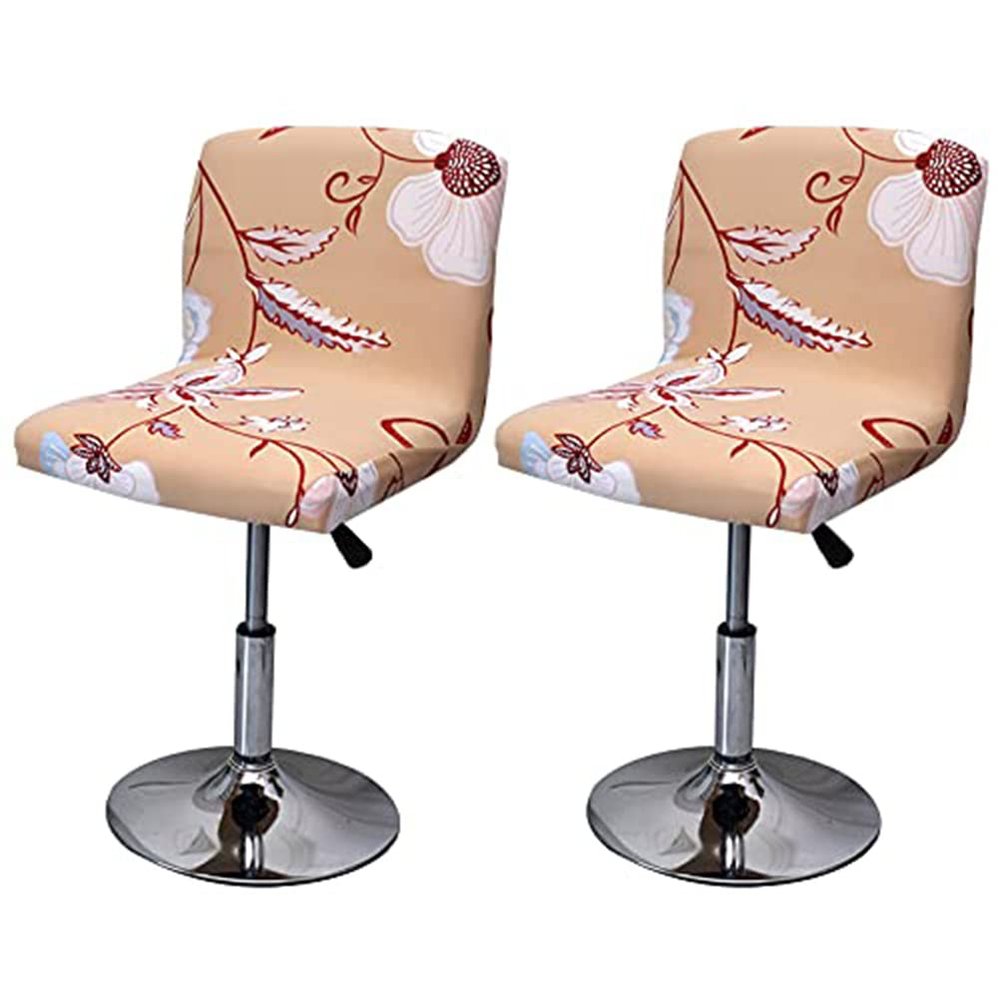 Bar Stool Chair Covers Set of 2 Low Back Chair Slipcovers Stretch Polyester Seat Covers Removable Swivel Chair Protector for Bar Office Dining Chair,R,2pieces